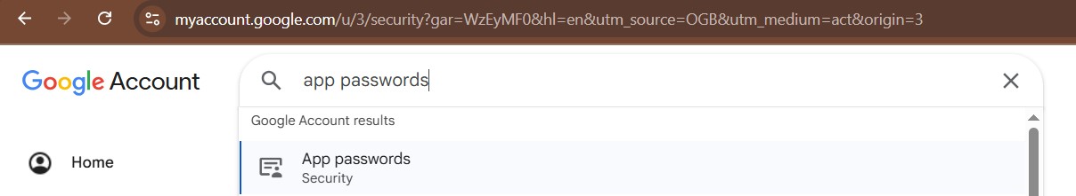 search app passwords