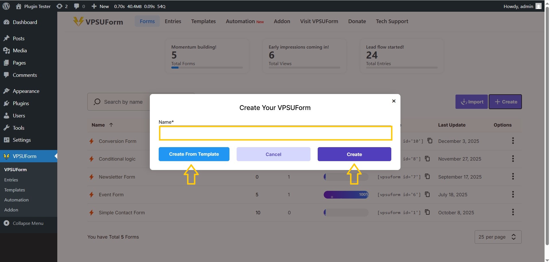 enter your details vpsuform
