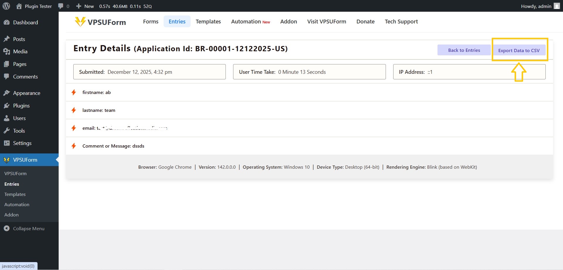 one entries vpsuform
